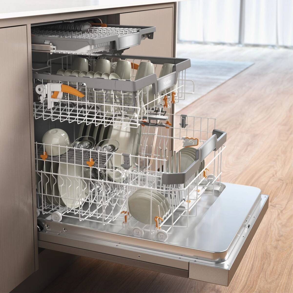 Miele Einbau-Geschirrspüler EcoPower AutoOpen 14 Maßgedecke Edelstahlenergetik A – Bild 3