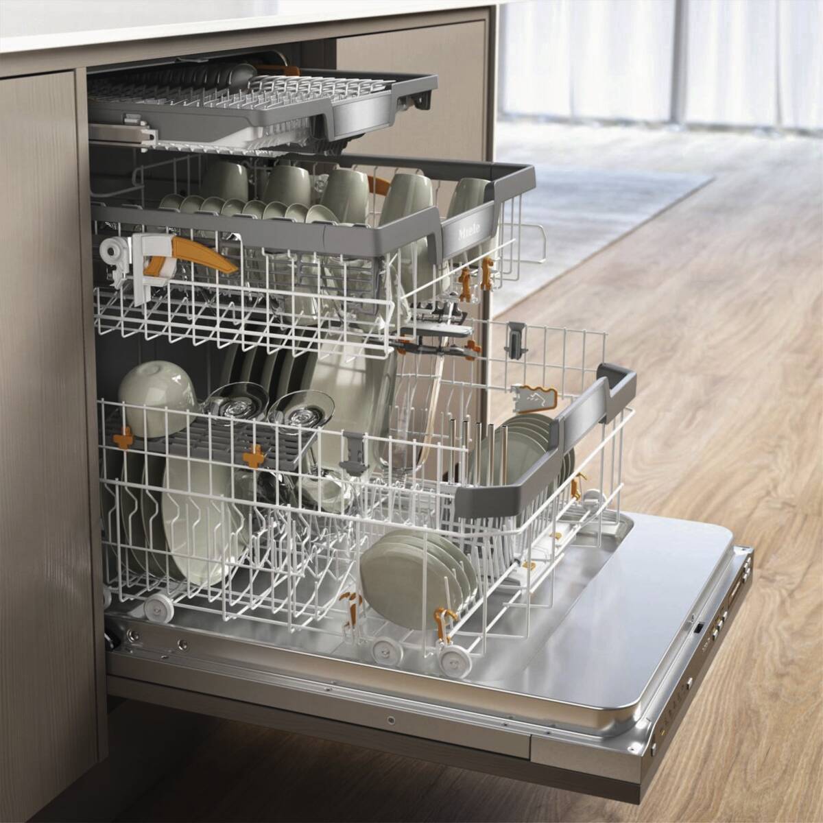 Miele Einbau-Geschirrspüler vollintegrierbar EcoPower AutoOpen Trocknung 14 Maßgedecke Edelstahl – Bild 3